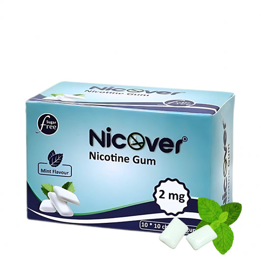 Nicover Nicotine Gum 2mg | Mint Flavour Sugar Free Soft Chew | Pack of 100 gums | Helps to Quit Smoking